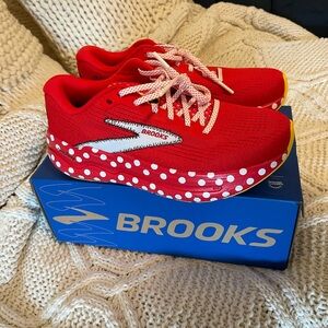 Brooks Ghost Max 2 Minnie Mouse Red and White Sneakers